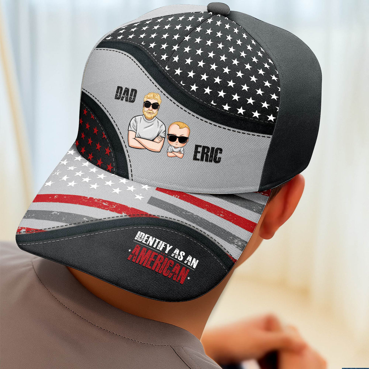 Père - S'identifier comme Américain - Casquette classique personnalisée