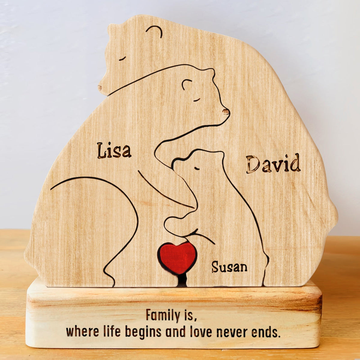 Famille - Famille d'ours - Puzzle en bois personnalisé