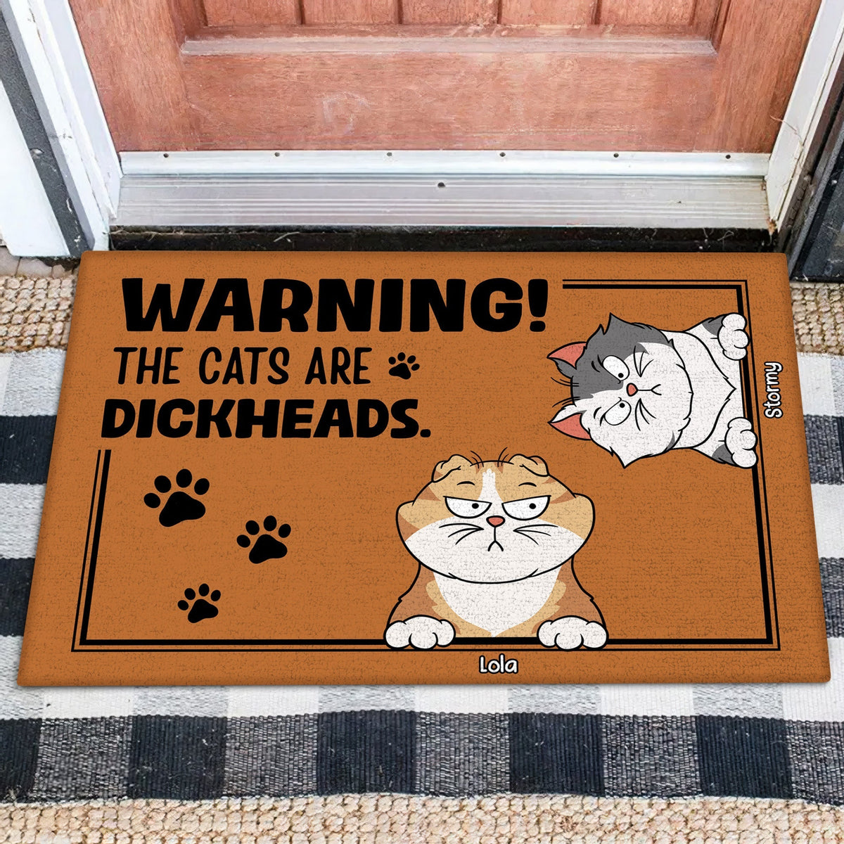 Pet Lovers - Warning! The Dogs/Cats Are Dickheads - Personalized Pet Doormat