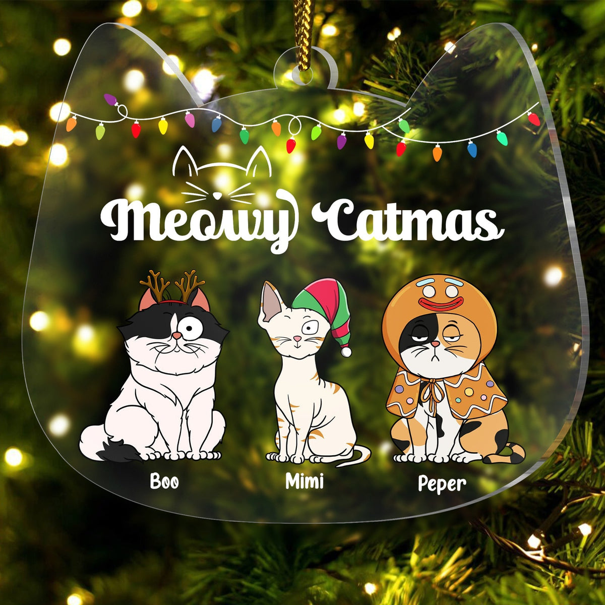 Amoureux des animaux - Meowy Catmas - Décoration de Noël personnalisée en acrylique