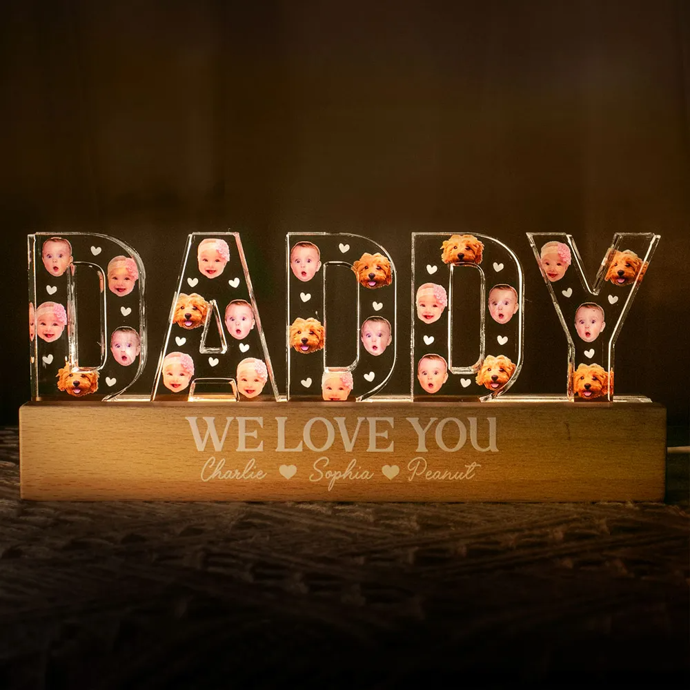 Father - Daddy We Love You - Personalized Photo LED Night Light