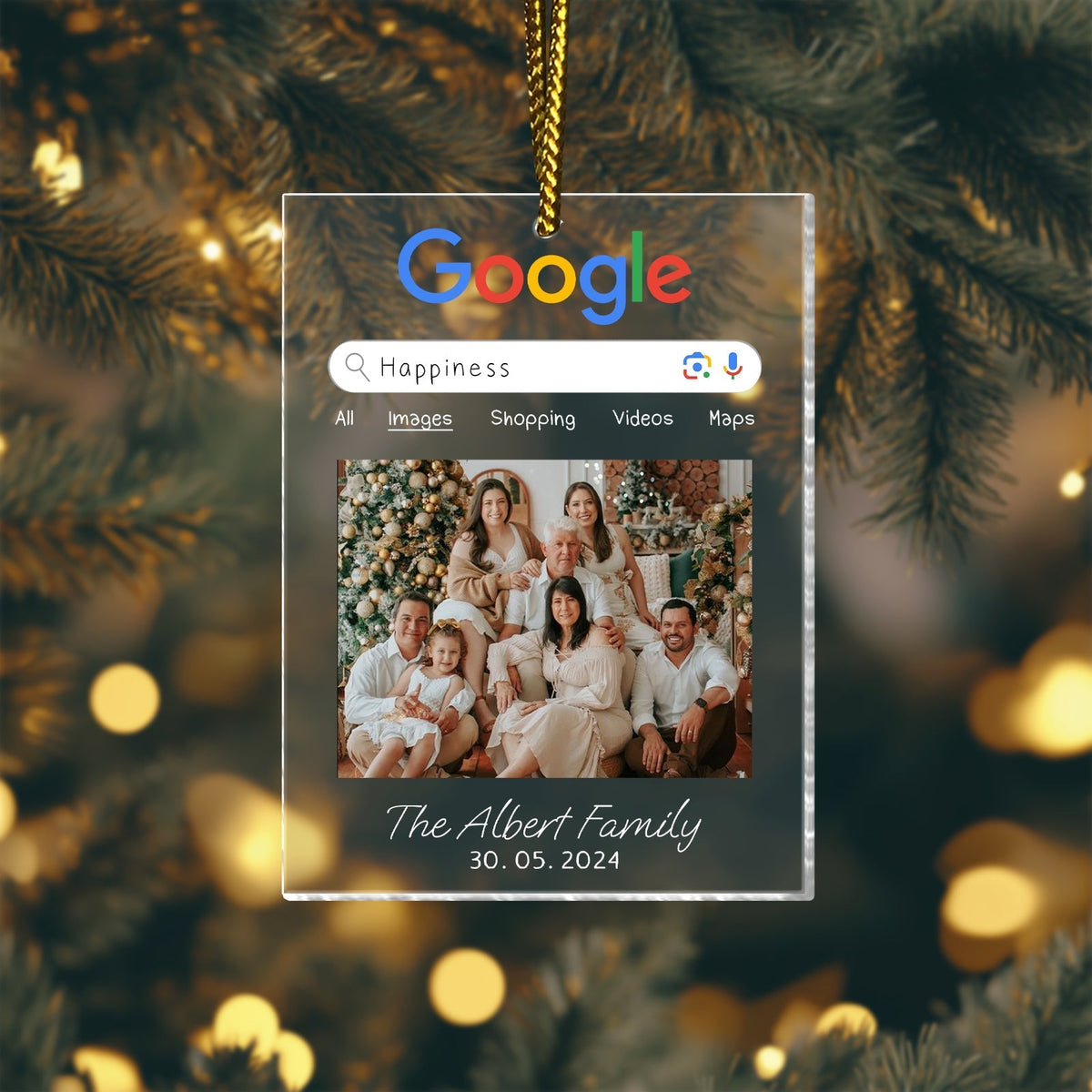 365Gifty Personalized Google Search Photo Ornament – Custom Couple Christmas Tree Decoration