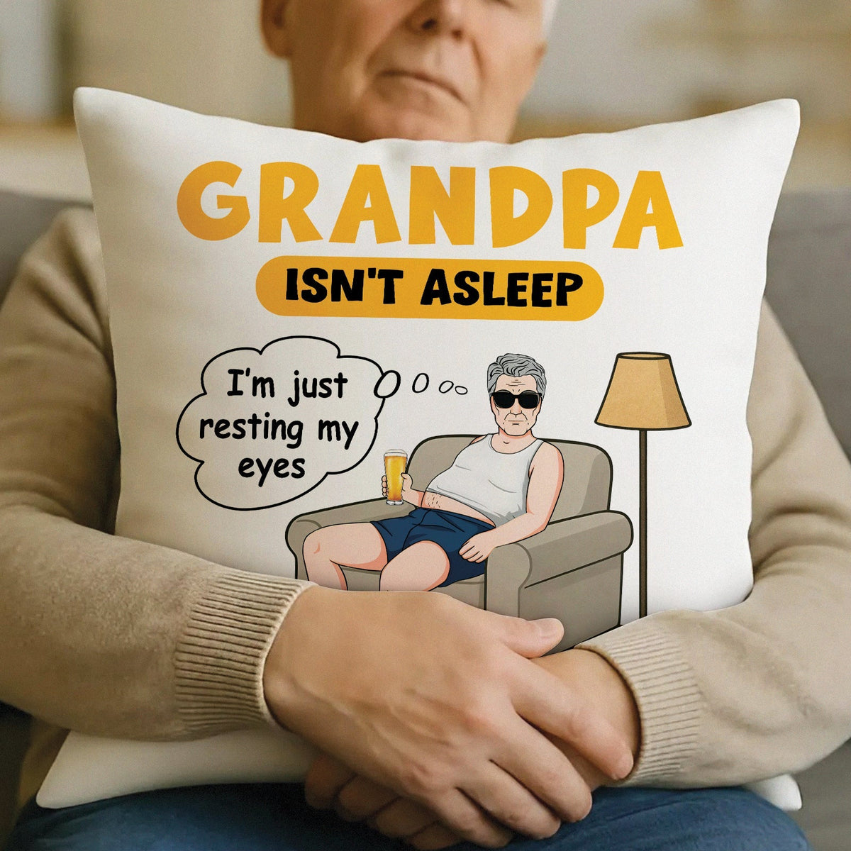 Father - Grandpa Isn’t Asleep - Personalized Pillow