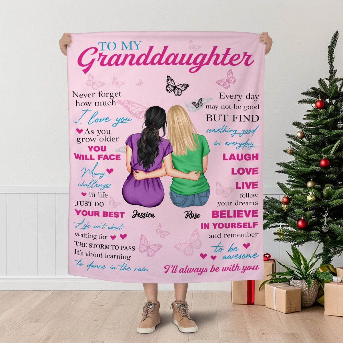 Family - To My Granddaughter - Personalized Blanket
