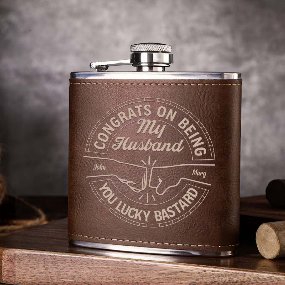 Friend - Congrats On Being My Brother - Personalized Leather Flask