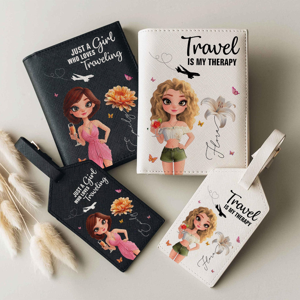 Travel Lovers - Just A Girl Who Loves Traveling - Personalized Luggage Tag & Passport Bag