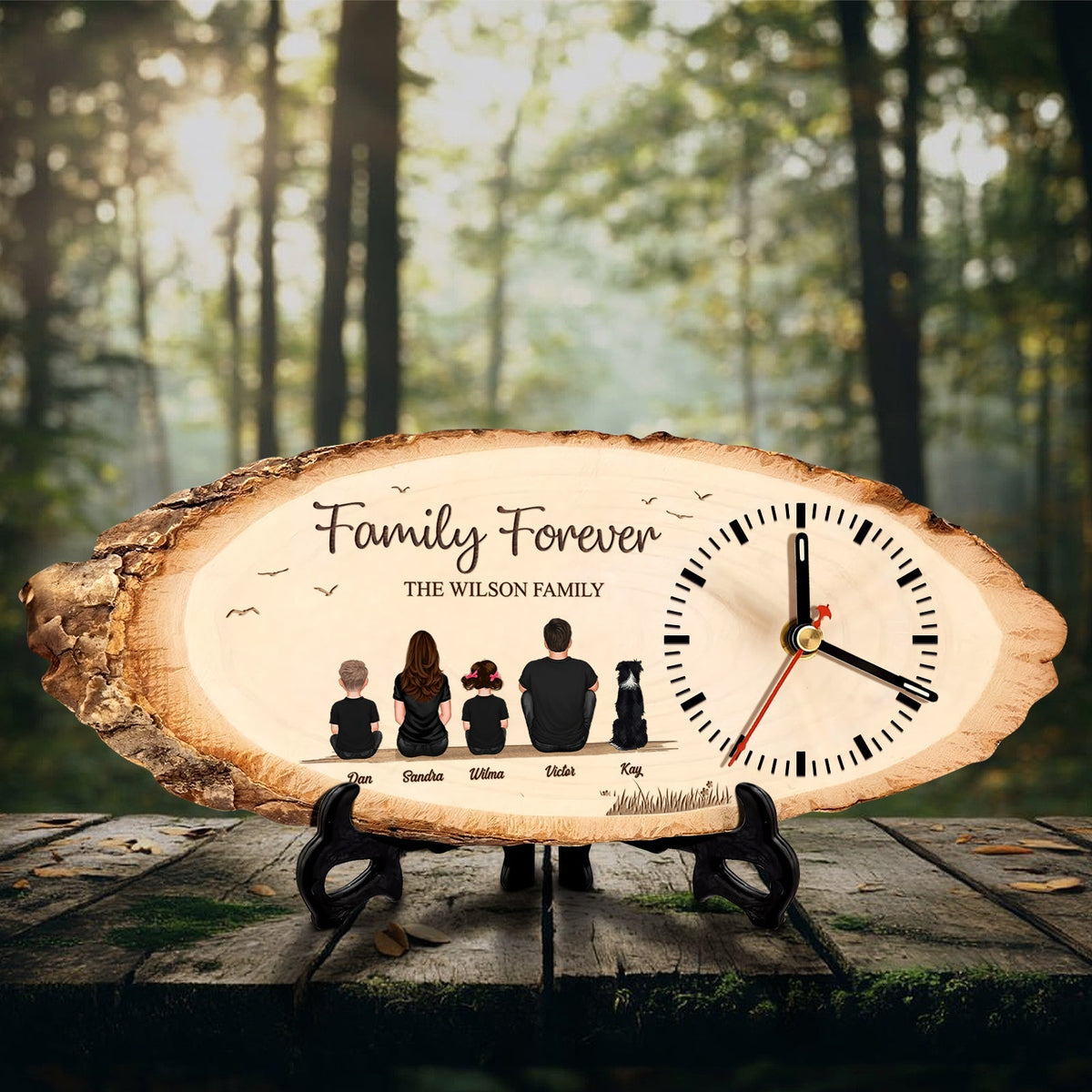 Family Forever - Personalized Wooden Clock