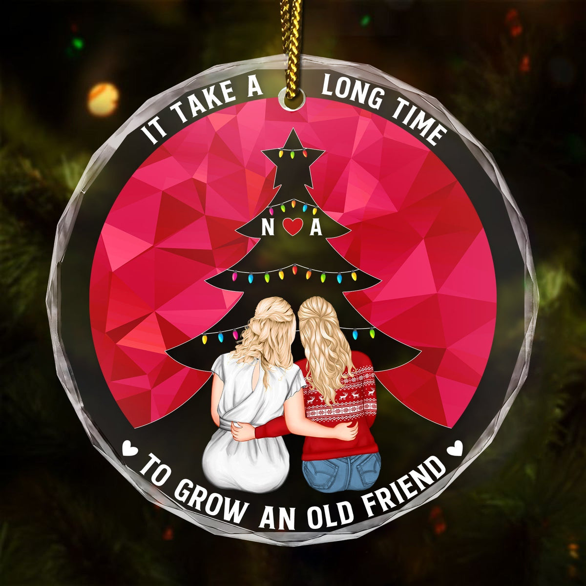 Family - To Grow An Old Friend - Personalized Circle Glass Ornament