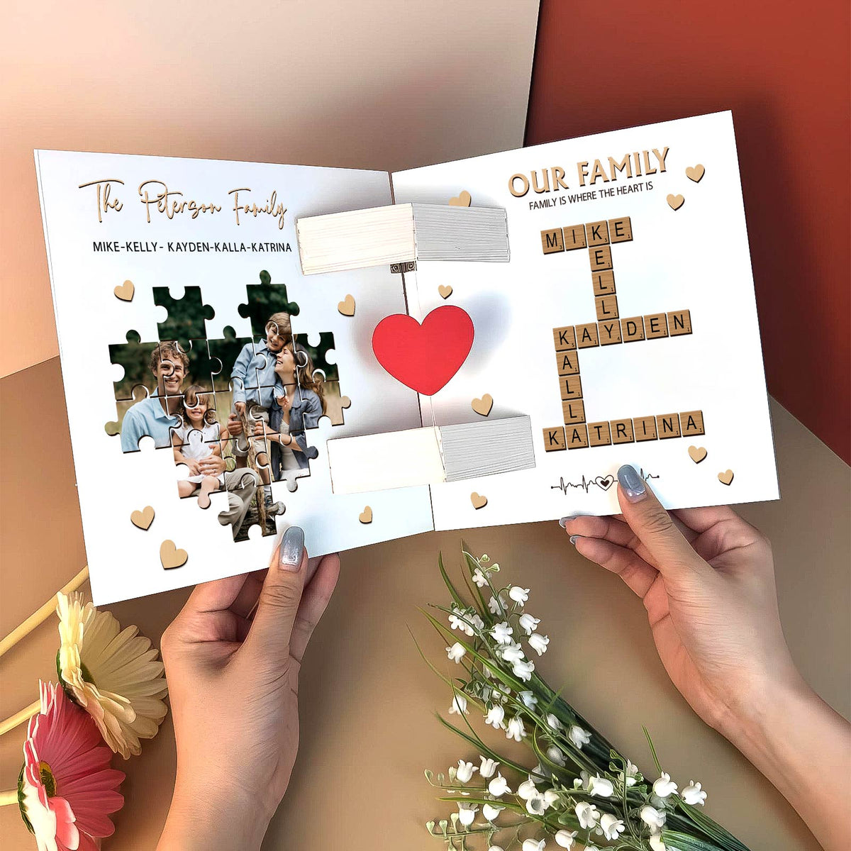 Family - Family Is Where The Heart Is - Personalized Crossword Wooden Invitation