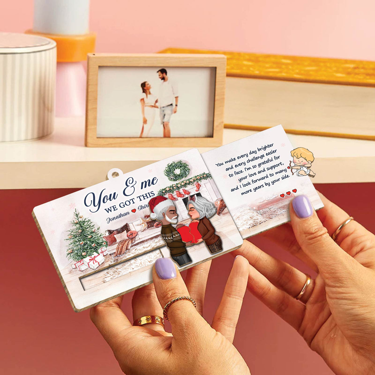 Couple - Toi & Moi On Peut Le Faire - Carte coulissante en bois personnalisée
