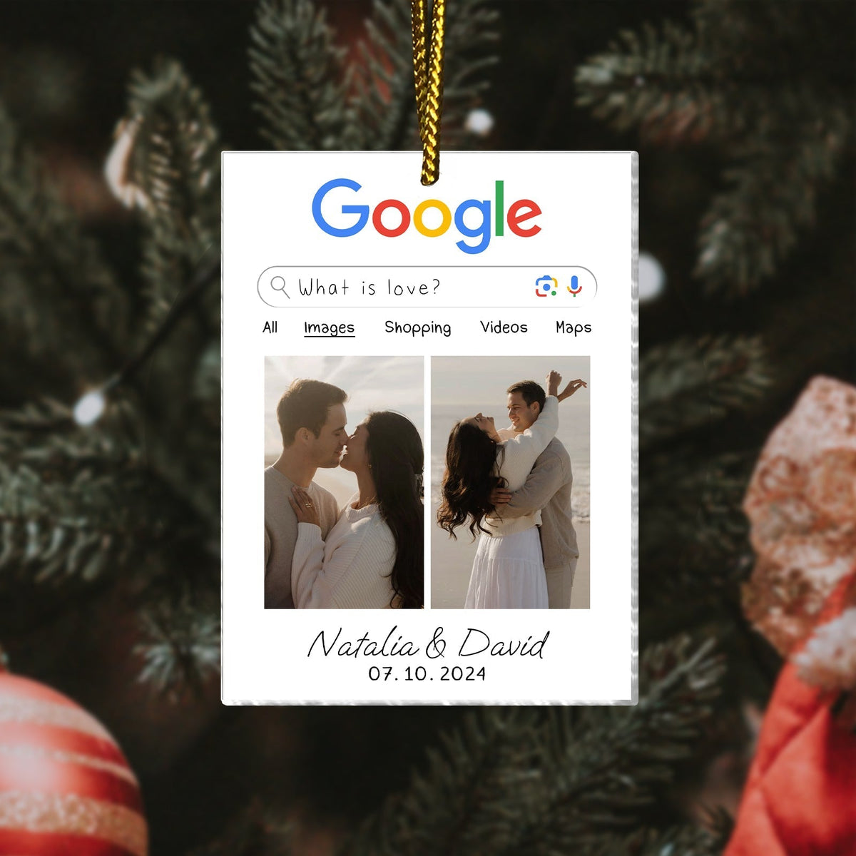 365Gifty Personalized Google Search Photo Ornament – Custom Couple Christmas Tree Decoration