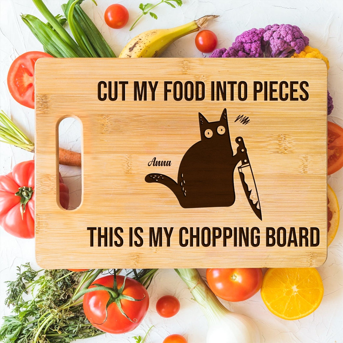 Pet Lover - Cut My Food Into Pieces, This Is My Chopping Board - Personalized Name Cutting Board