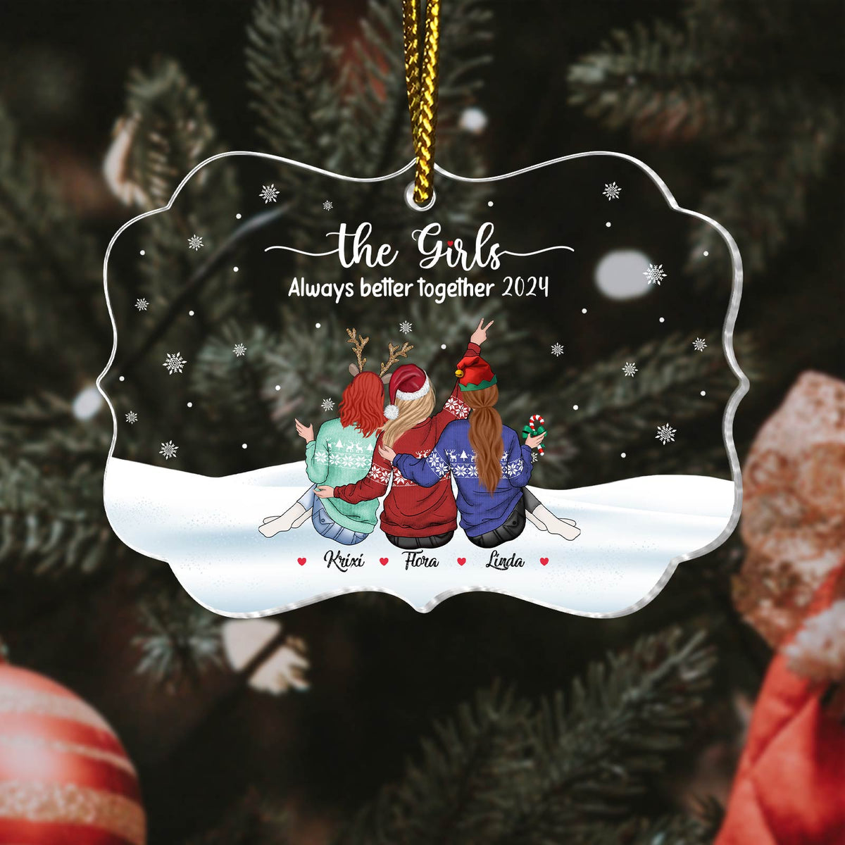 Besties - Not Sisters By Blood But Sisters By Heart - Personalized Ornament