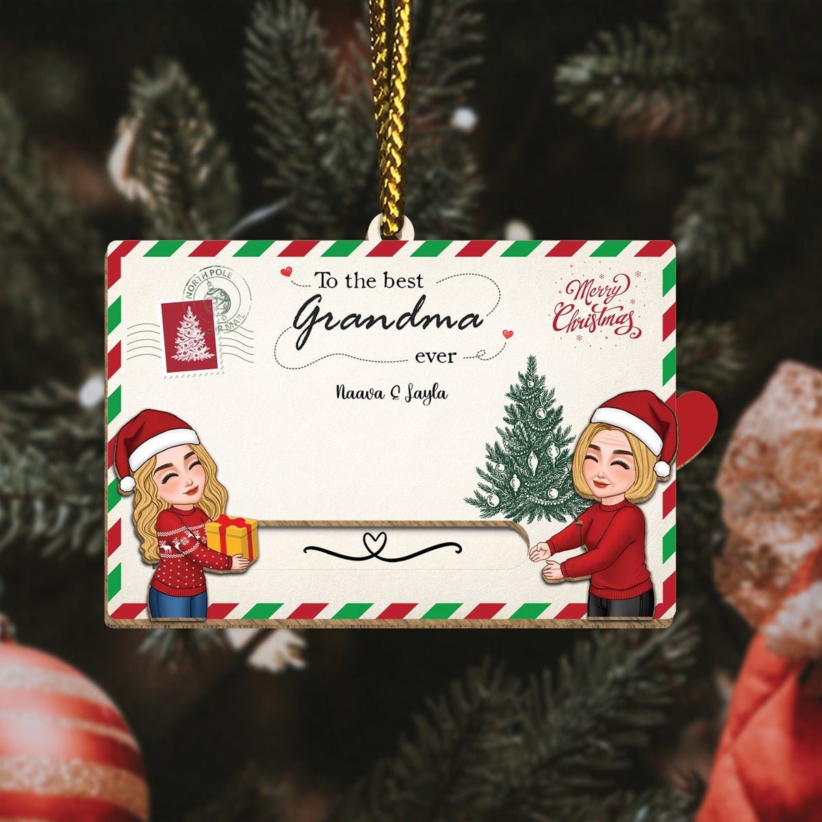 Family - To The Best Grandpa Ever - Personalized Slider Card Ornament