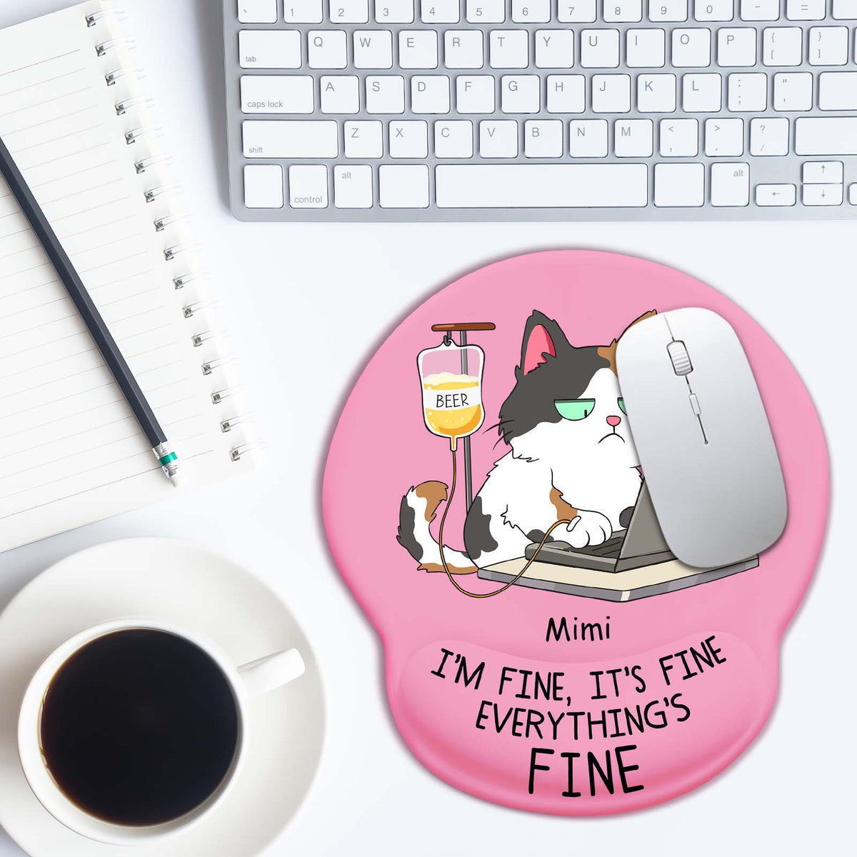 Pet Lover - I'm Fine, It's Fine Everything's Fine - Personalized Mouse Pad