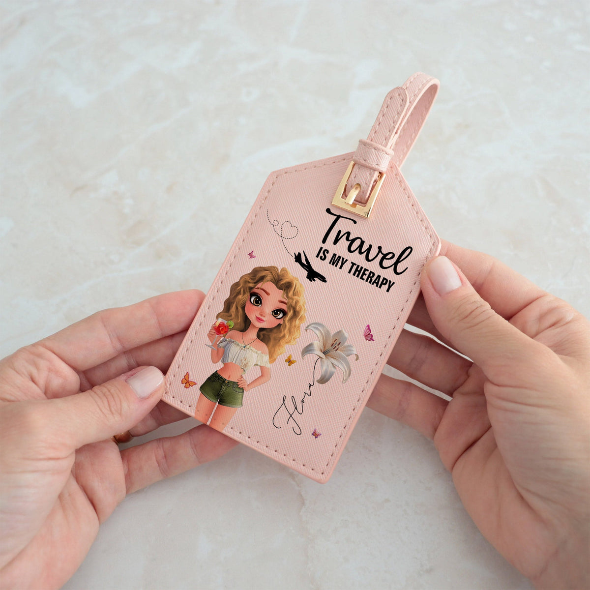Travel Lovers - Just A Girl Who Loves Traveling - Personalized Luggage Tag & Passport Bag
