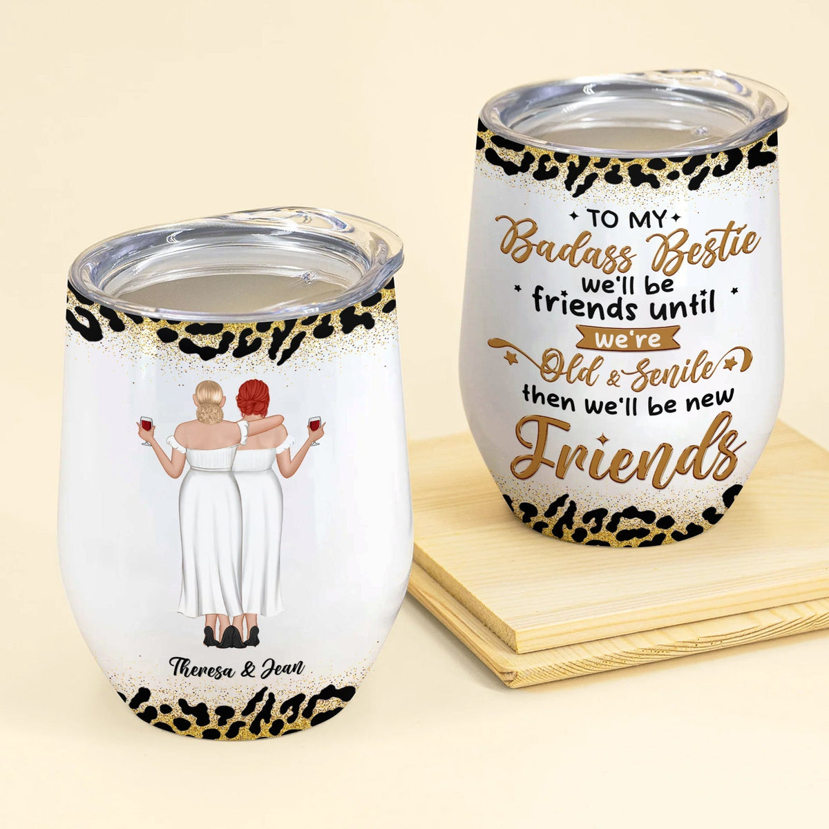 Besties - To My Badass Bestie - Personalized Wine Tumbler
