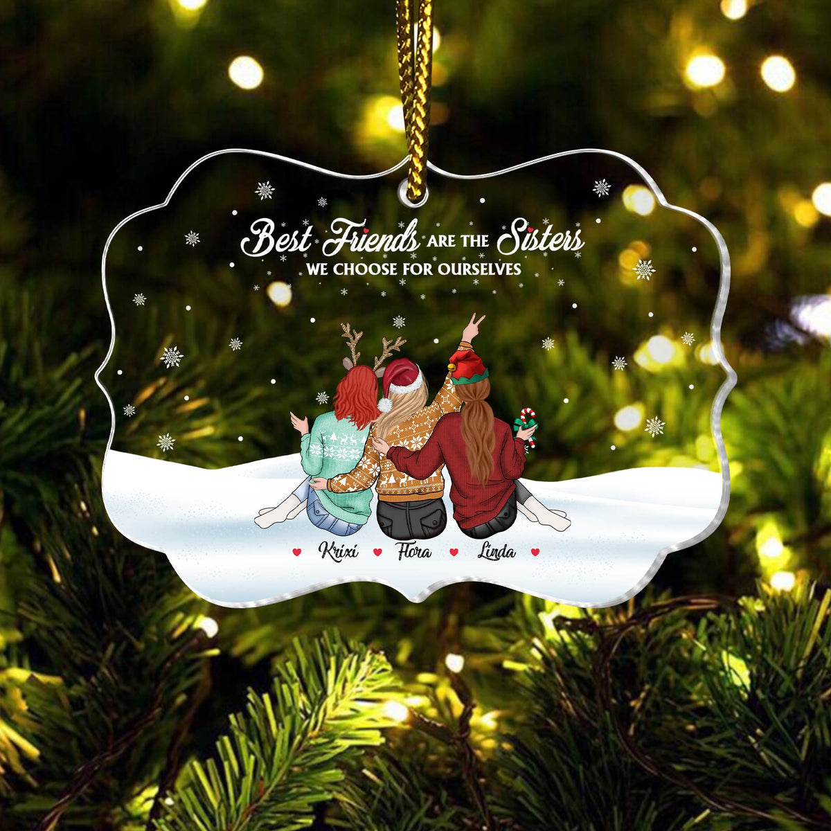 Besties - Not Sisters By Blood But Sisters By Heart - Personalized Ornament