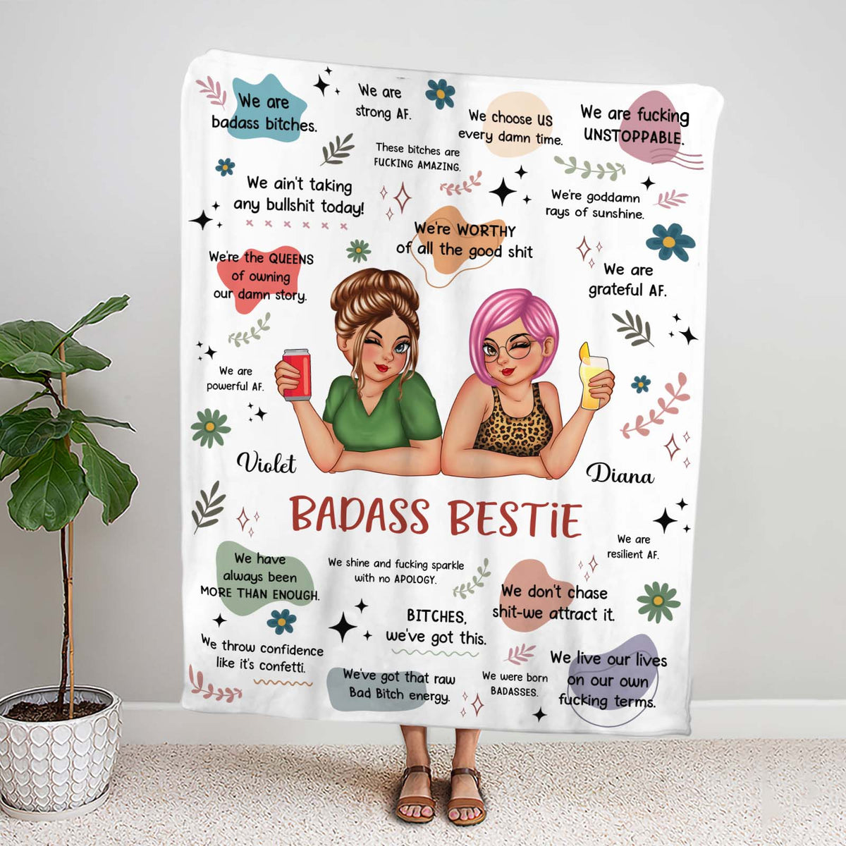 Besties - Badass Bestie - Personalized Blanket