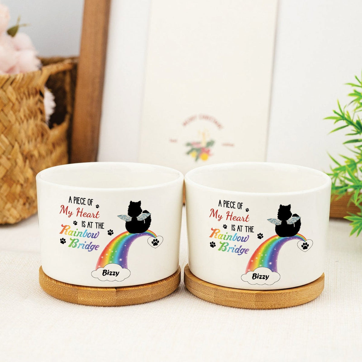Pet Lover - A Piece Of My Heart Is At The Rainbow Bridge - Personalized Plant Pot