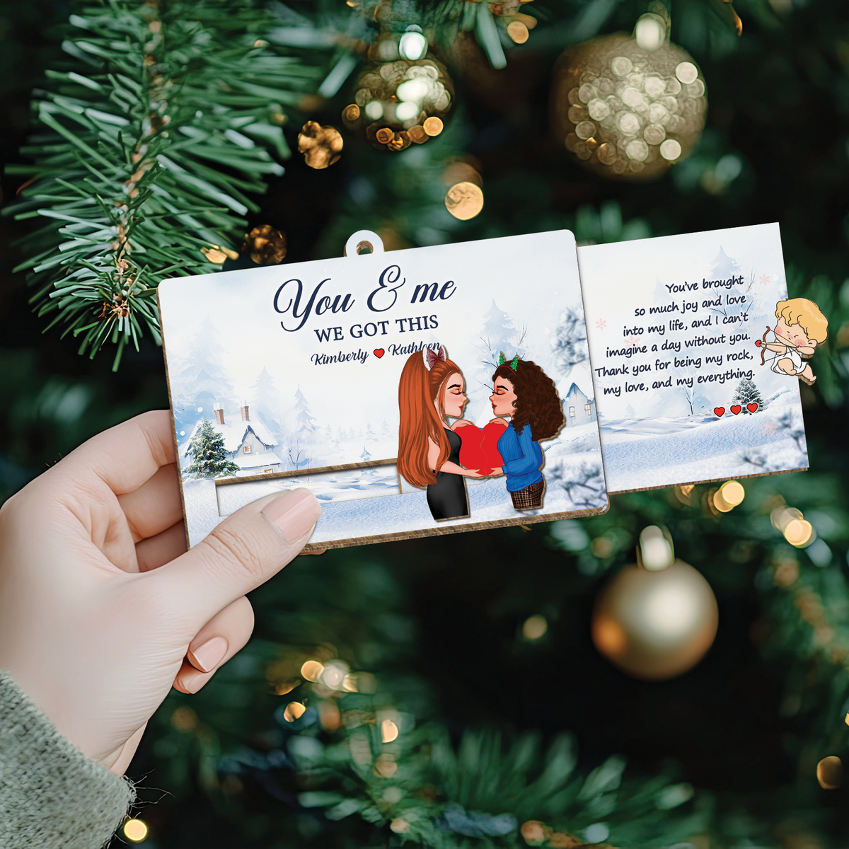Couple - Toi & Moi On Peut Le Faire - Carte coulissante en bois personnalisée