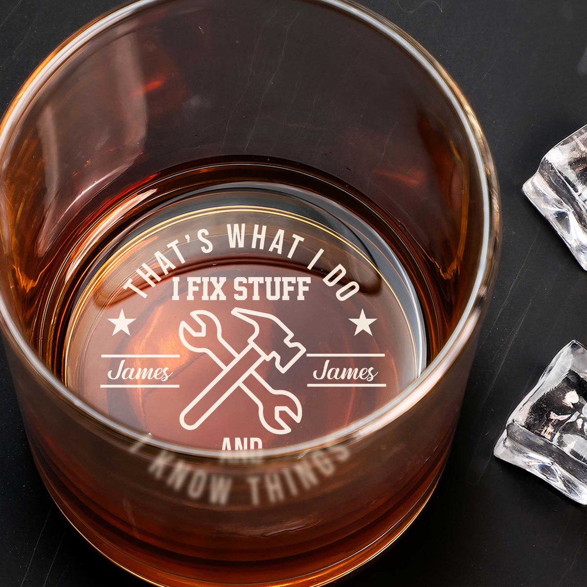 365Gifty Personalized Funny Whiskey Glass – Custom Name “I Fix Stuff” Drinking Glass