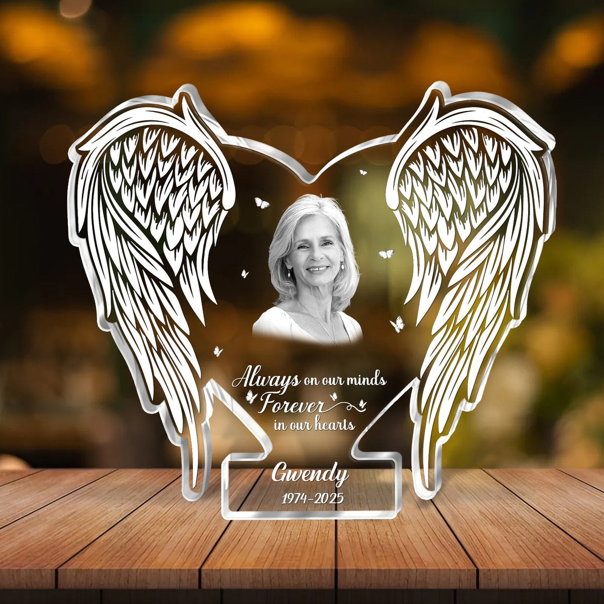 Family - Always On Our Minds Forever In Our Hearts - Personalized Acrylic Photo Plaque