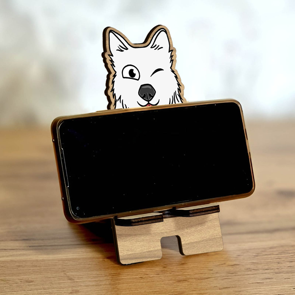 Pet Lover - Paws Up! - Personalized Wooden Phone Holder