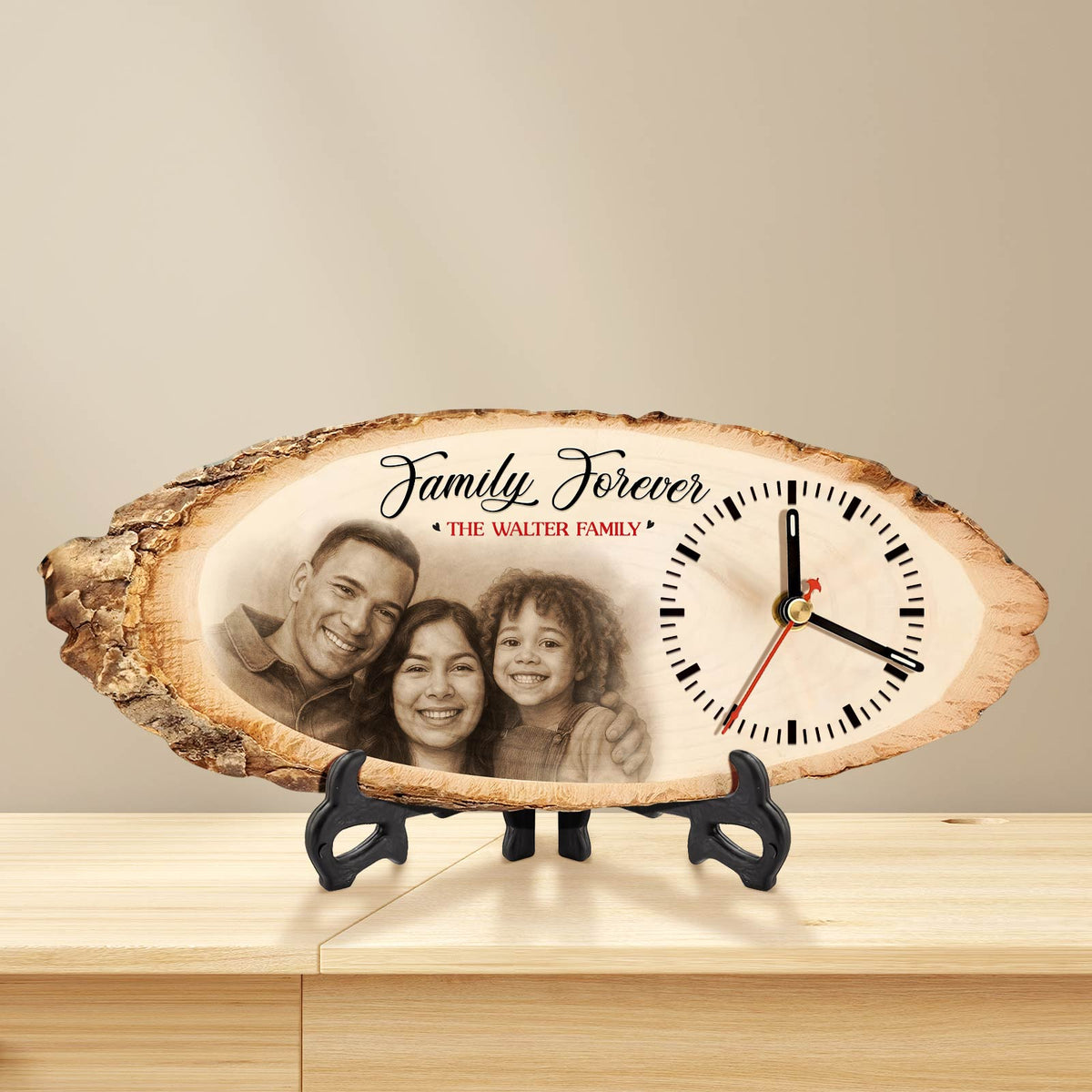 Family Custom Photo - Personalized Wooden Clock