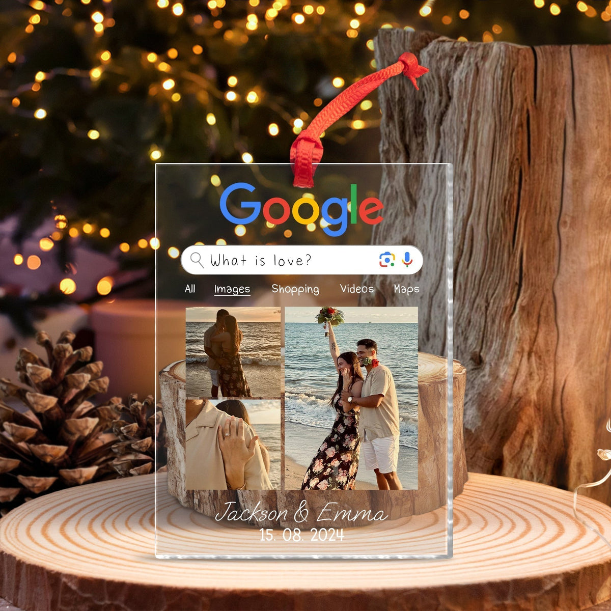 365Gifty Personalized Google Search Photo Ornament – Custom Couple Christmas Tree Decoration