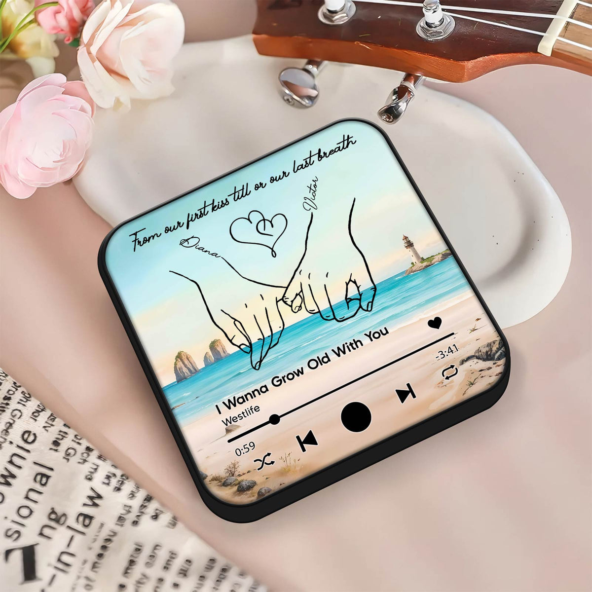 Couple - De Notre Premier Baiser Jusqu'À Notre Dernier Souffle - Aimant de Réfrigérateur Musical Personnalisé
