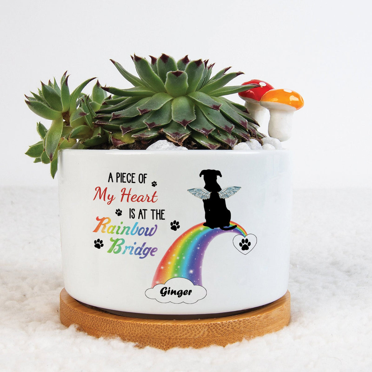 Pet Lover - A Piece Of My Heart Is At The Rainbow Bridge - Personalized Plant Pot