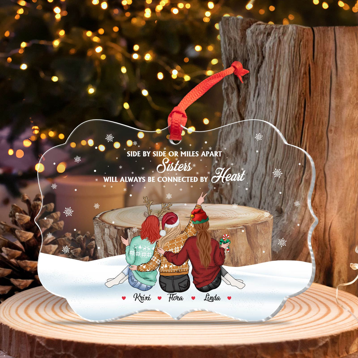 Besties - Not Sisters By Blood But Sisters By Heart - Personalized Ornament