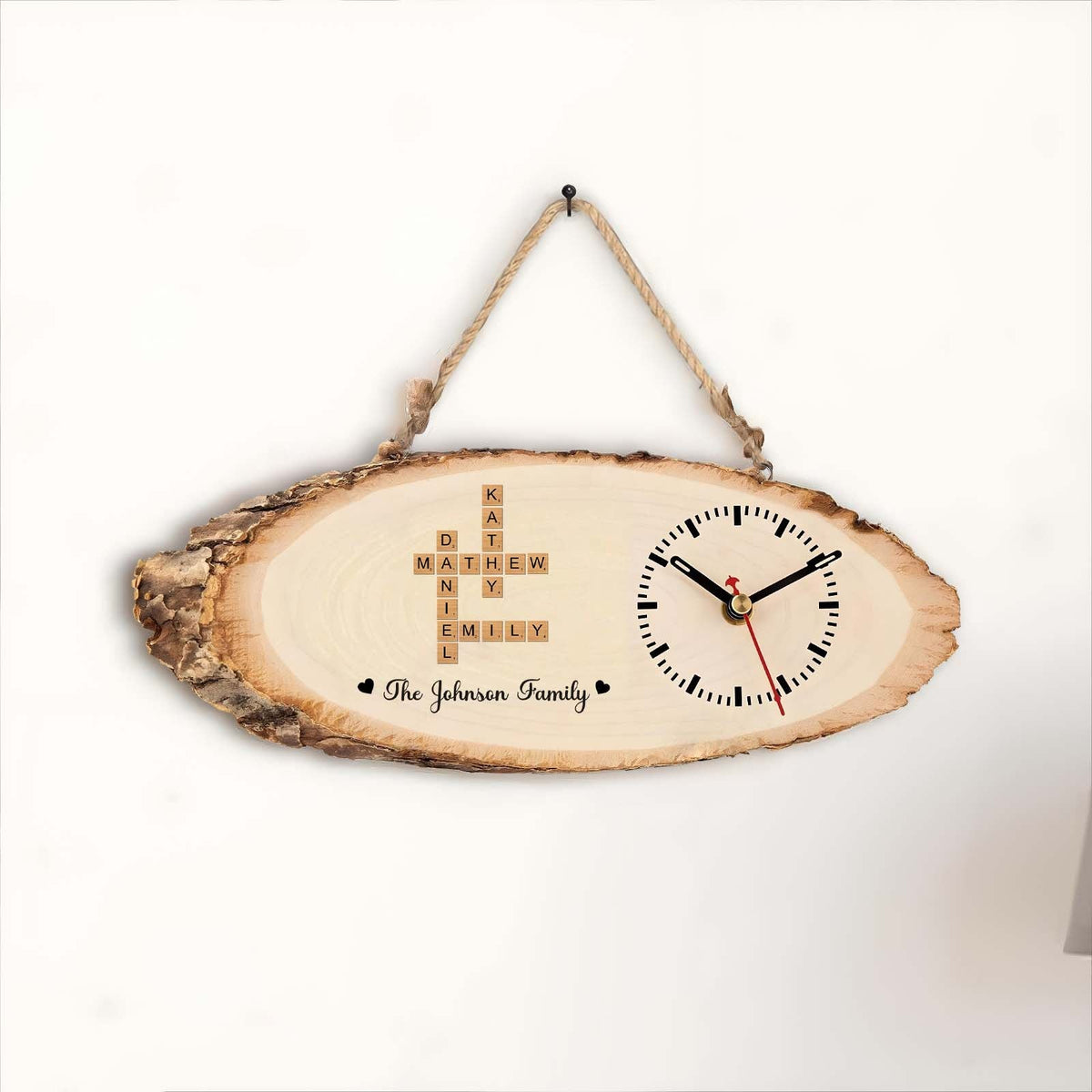 Family - Personalized Crossword Wooden Clock