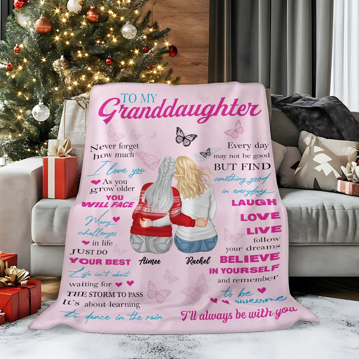 Family - To My Granddaughter - Personalized Blanket