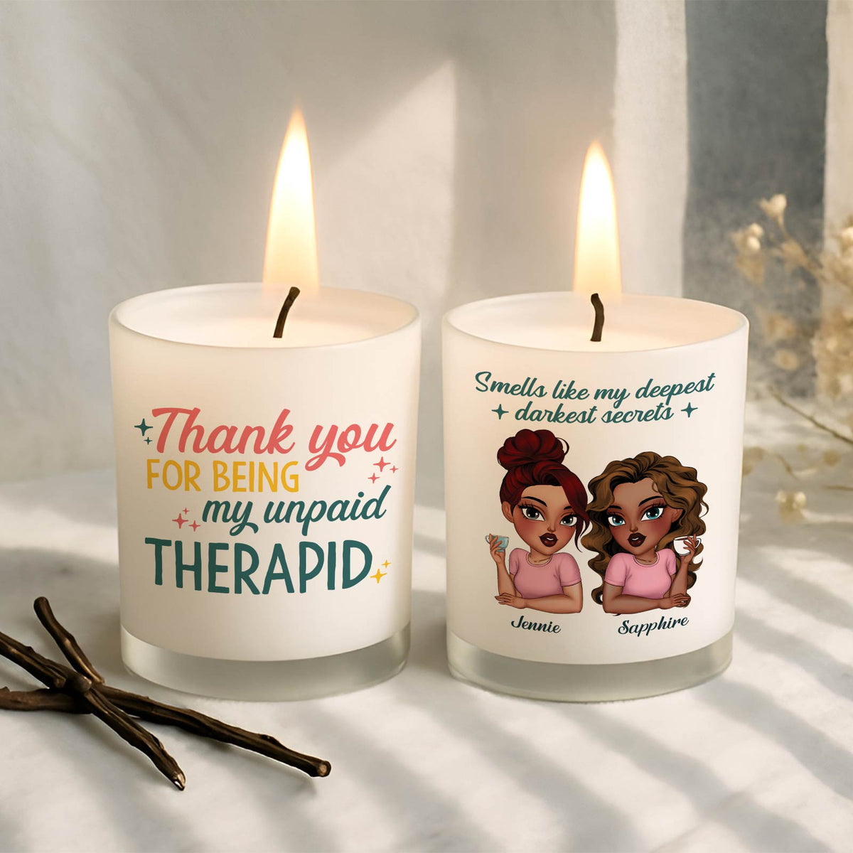 Bestie - Thank You For Being My Unpaid Therapid - Personalized Scented Candle