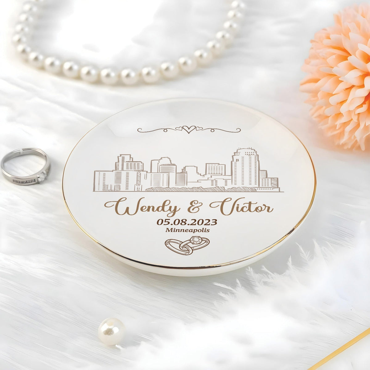 Couple - Our Wedding Day - Personalized Jewelry Dish