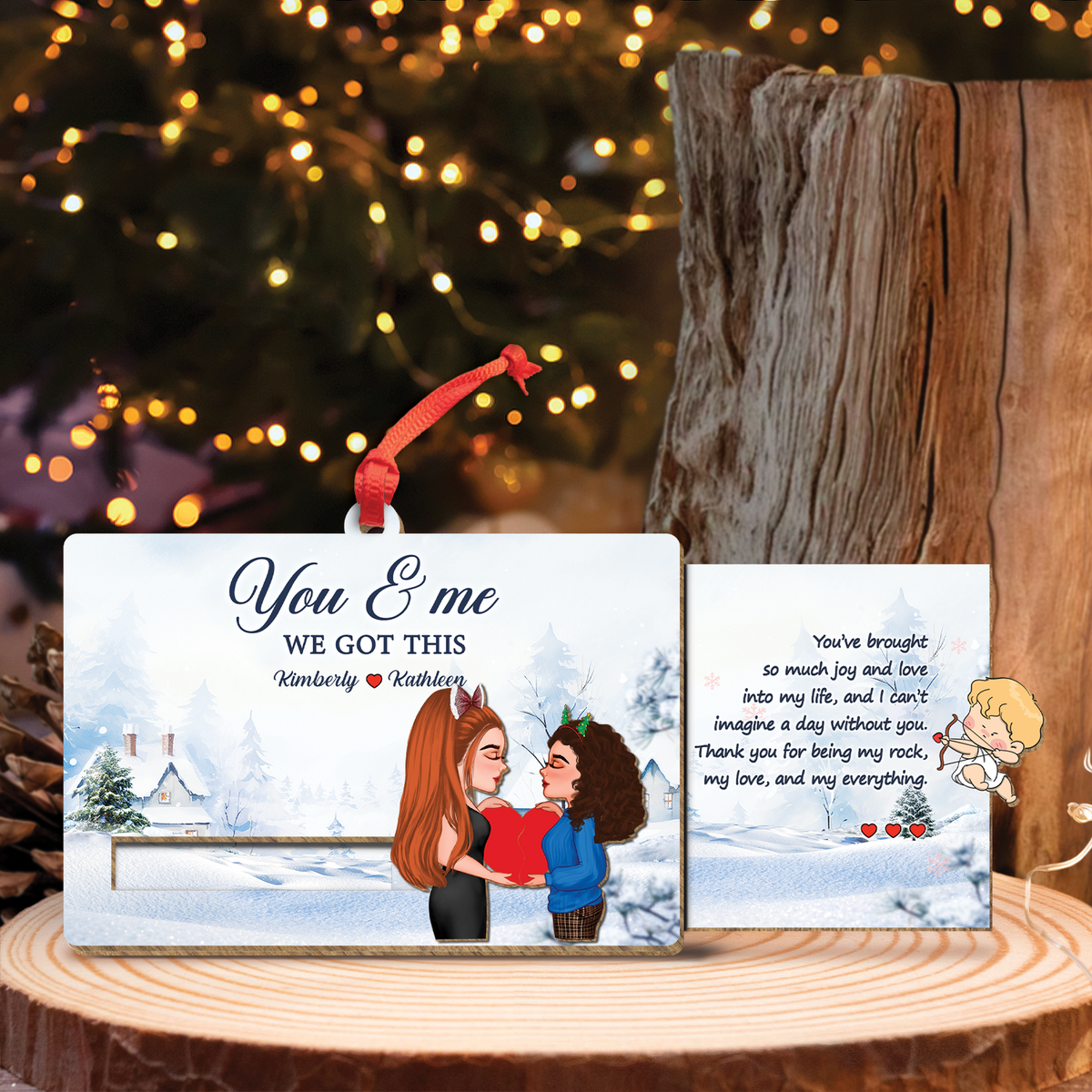 Couple - Toi & Moi On Peut Le Faire - Carte coulissante en bois personnalisée