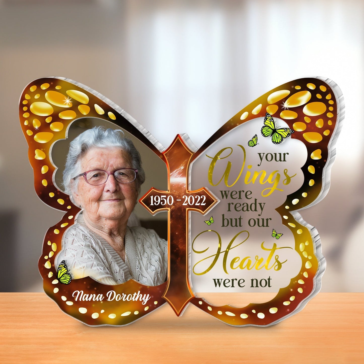 Family - Your Wings Were Ready But My Heart Was Not - Personalized 2 Layers Acrylic Plaque