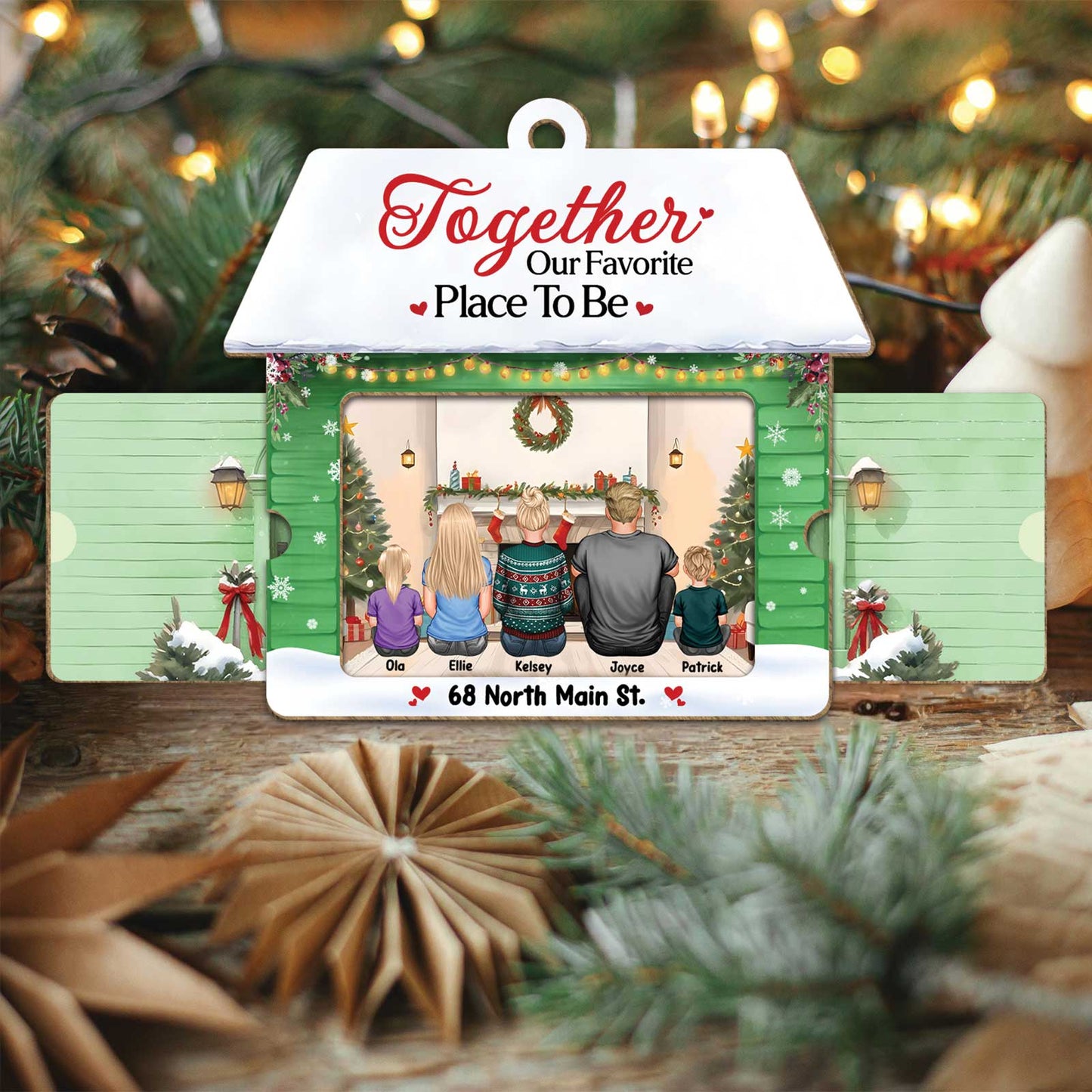 Family - Together Our Favorite Place To Be - Personalized Wooden Slider Card