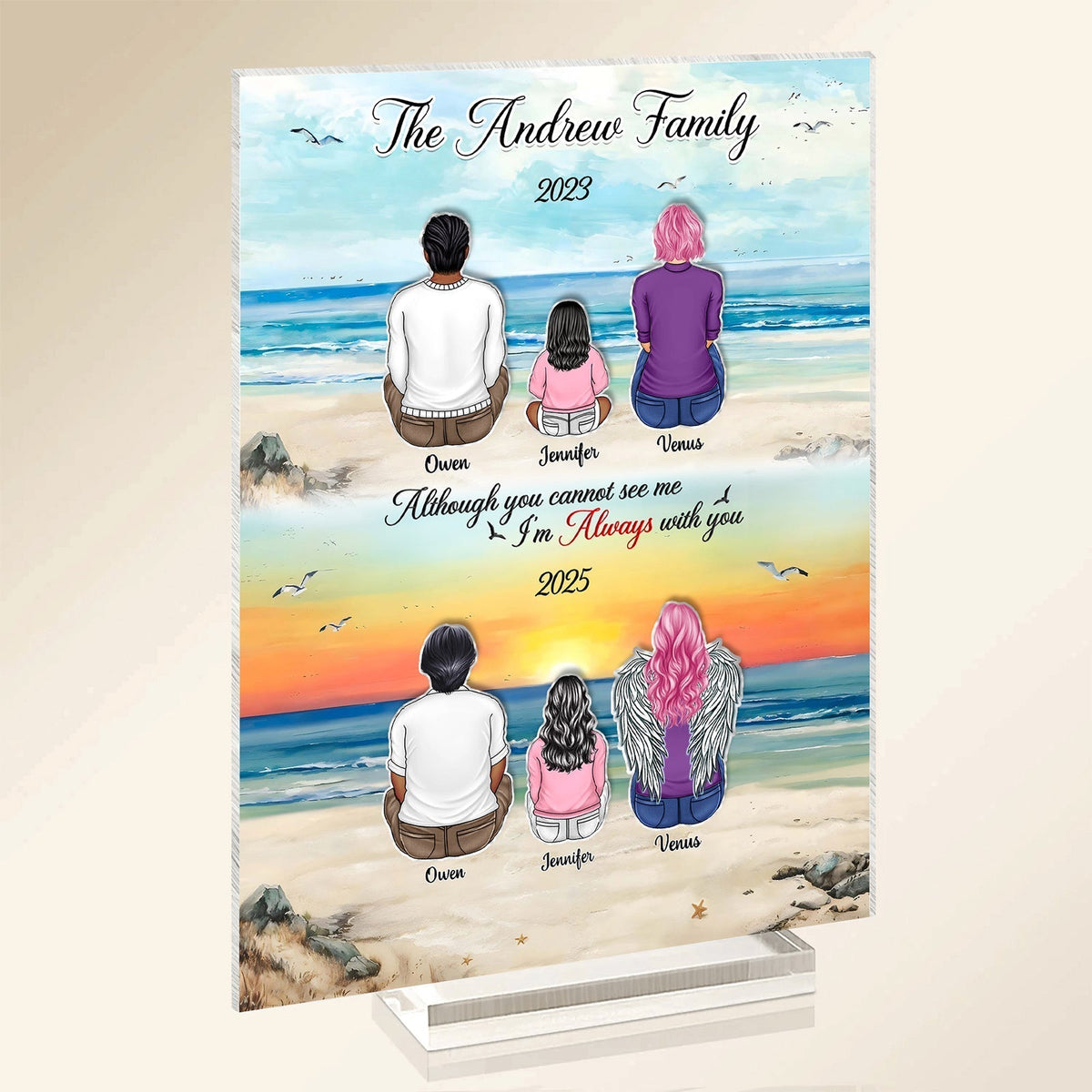 Family - Although You Cannot See Me I'm Always With You - Personalized 2-Layered Acrylic Plaque