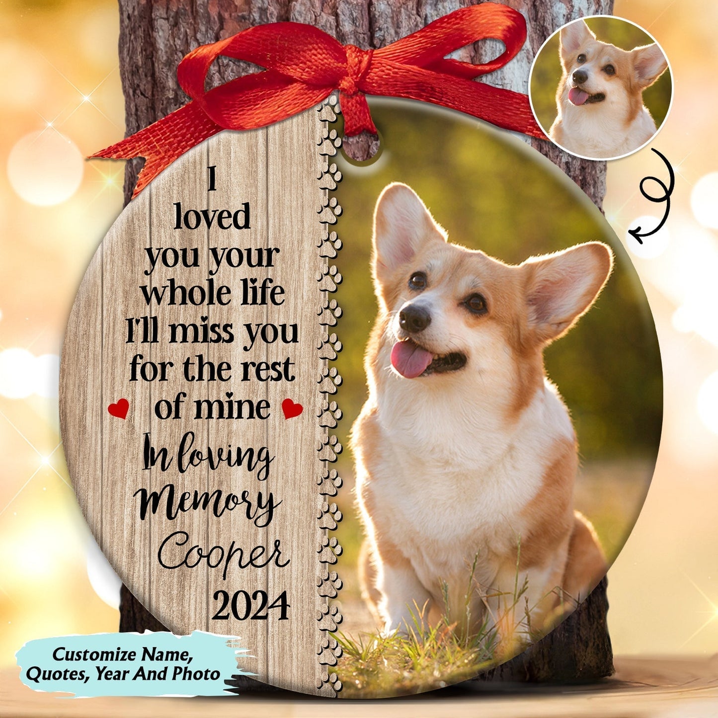 Pet Lovers - No Longer By Our Side But Forever In Our Hearts - Personalized Circle Ceramic Ornament