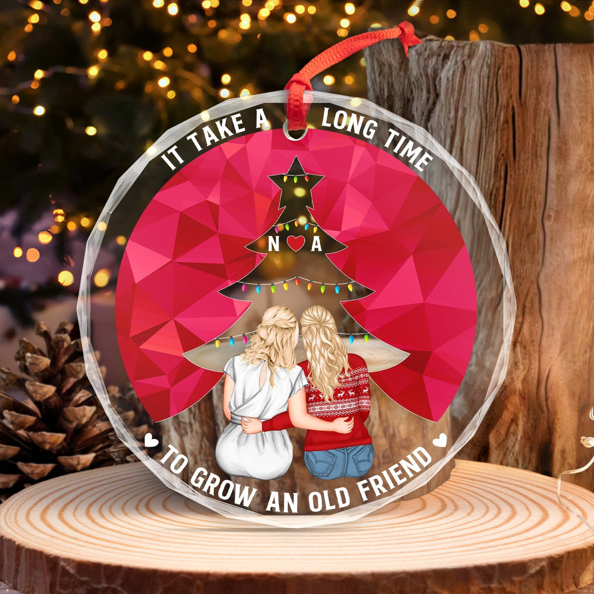 Family - To Grow An Old Friend - Personalized Circle Glass Ornament