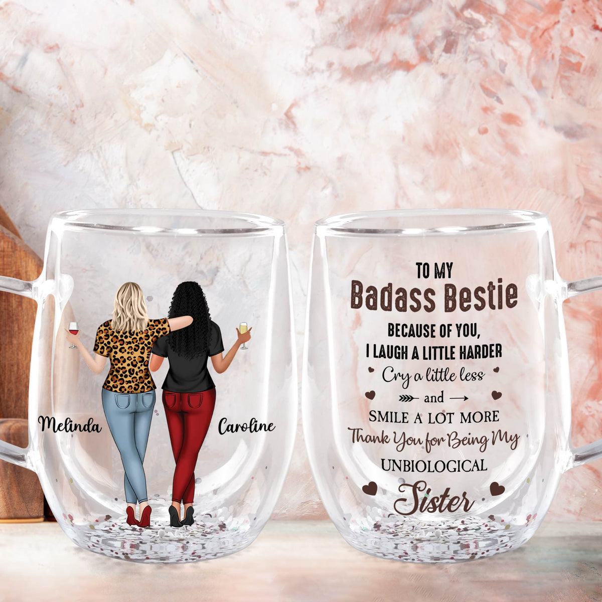 Bestie - To My Badass Bestie - Personalized Double Walled Glass