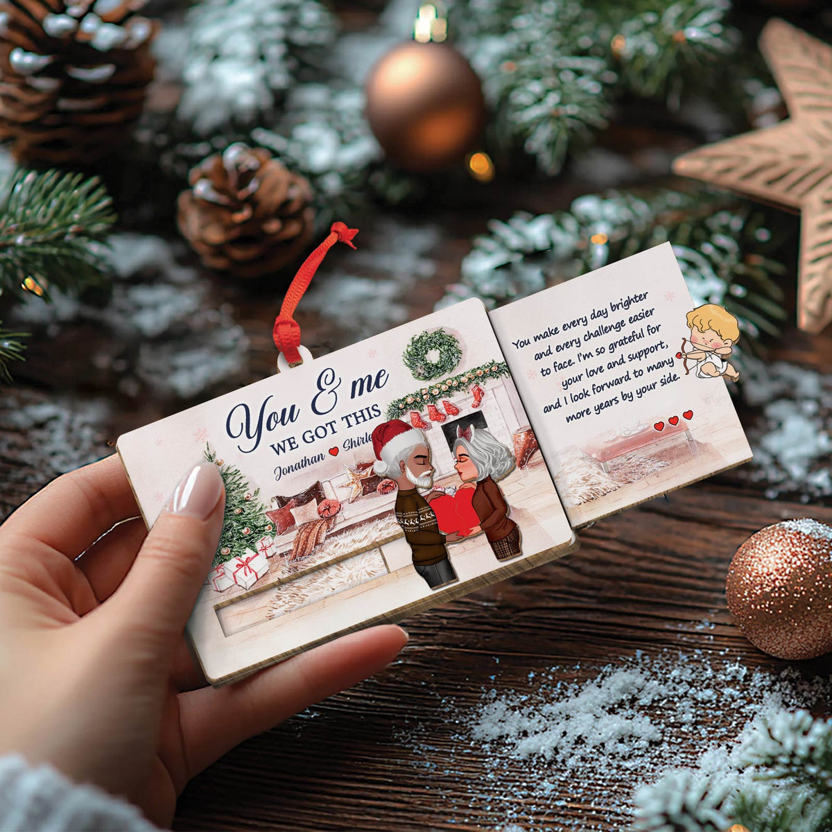 Couple - Toi & Moi On Peut Le Faire - Carte coulissante en bois personnalisée