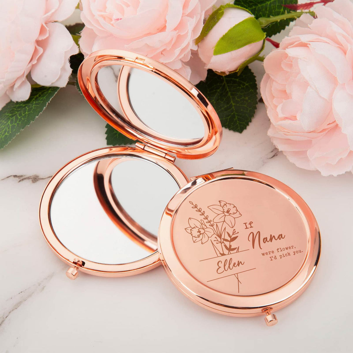 Family - Flower of My Heart - Personalized Compact Mirror