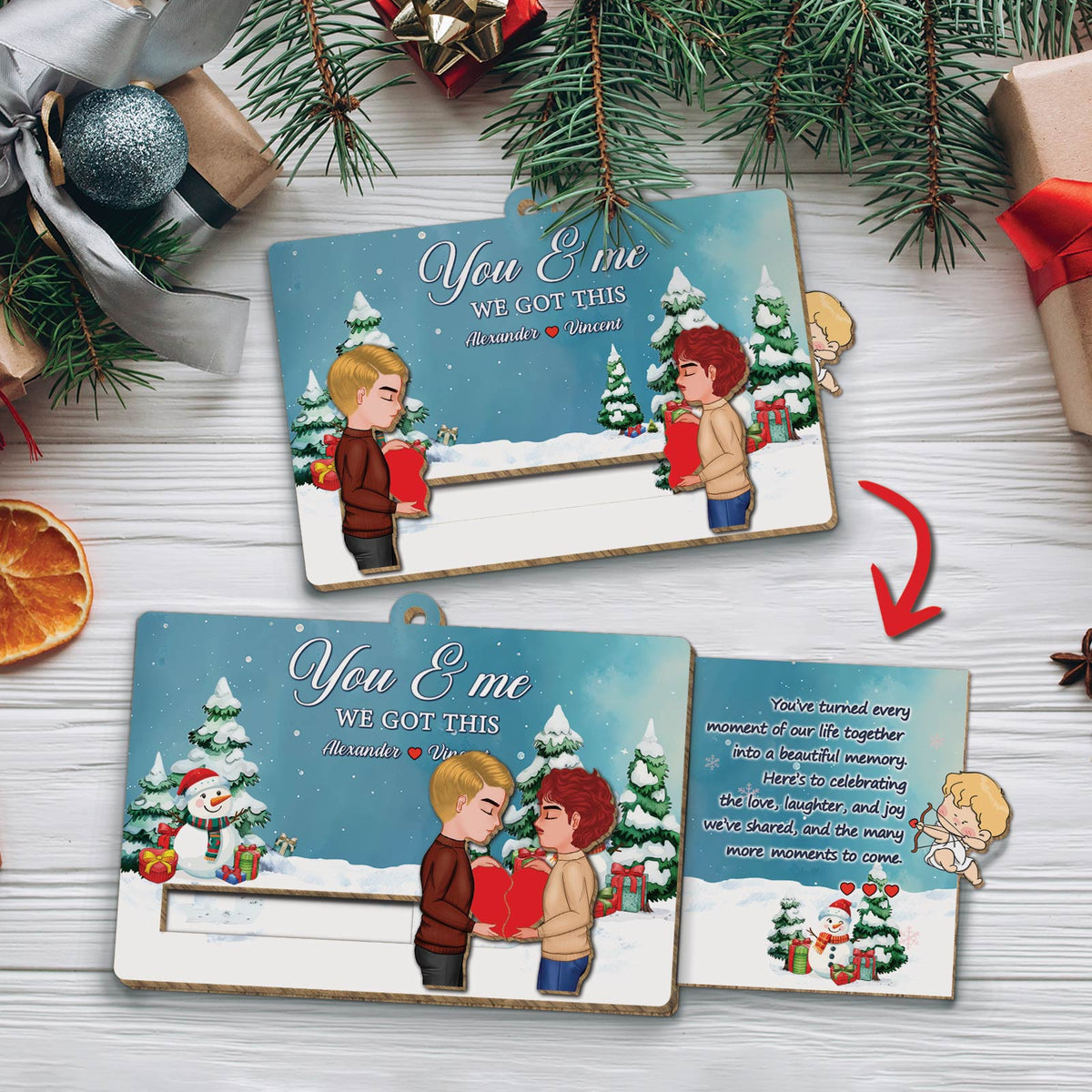 Couple - Toi & Moi On Peut Le Faire - Carte coulissante en bois personnalisée
