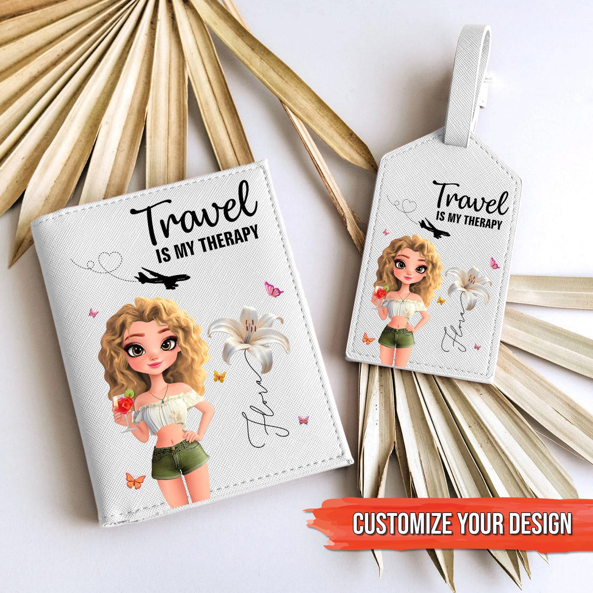 Travel Lovers - Just A Girl Who Loves Traveling - Personalized Luggage Tag & Passport Bag