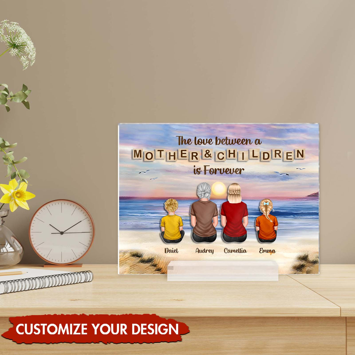 Family - The Love Is Forever - Personalized 2- Layer Acrylic Plaque