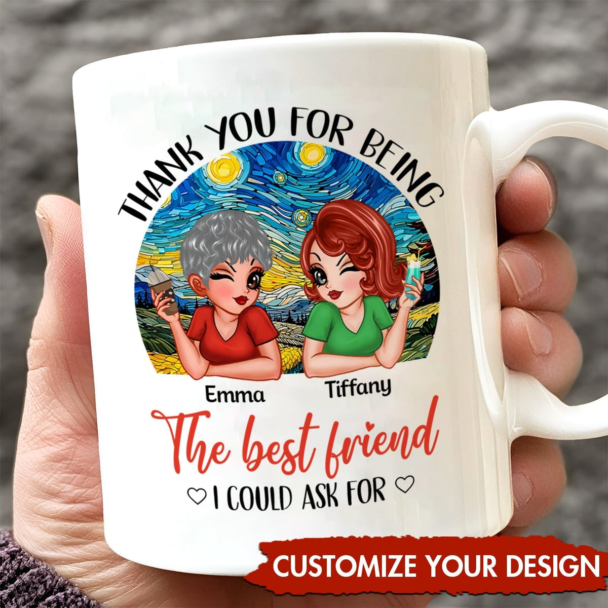 Meilleures amies - Merci d'être la meilleure amie que je puisse souhaiter - Mug personnalisé